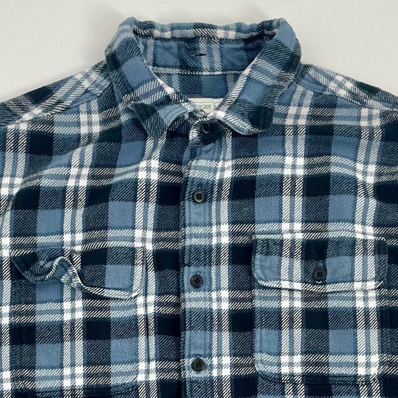 American Eagle Outfitters Men's Large Thick Flannel Shacket Blue Plaid Cabincore - Picture 1 of 11